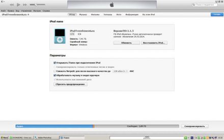 iTunes для работы iPod устанвлен.