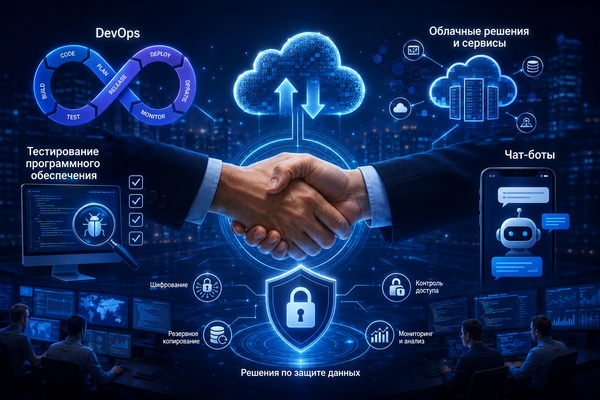 Надёжный ИТ-партнёр для изменений бизнеса: DevOps, облачные решения, тестирование, чат-боты и защита данных