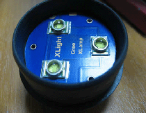 Светодиодный кластер установленный в проставку подводного фонаря Lumen X4